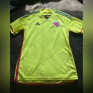 adidas federacion colombia Yellow Soccer Jersey with Red Accents futbol